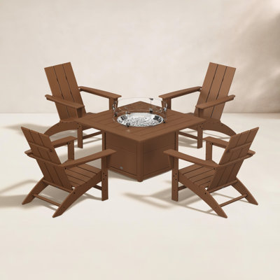 POLYWOOD® Modern Adirondack 4-Person Patio Seating Group