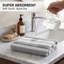 Ensemble de serviettes de bain en microfibre 6 pièces, rayé gris blanc, 2 débarbouillettes 2 mains, 2 serviettes, séchage rapide