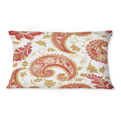 Coussin lombaire rouge rétro Paisley Dreams II