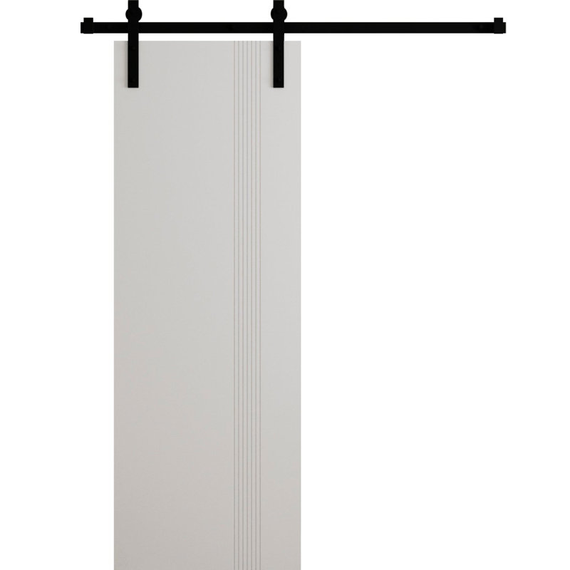 Porte de grange double moderne - ESSENTIAL 0777 - Ensemble de rail de 13 pi - Portes intérieures à panneau plein, 1