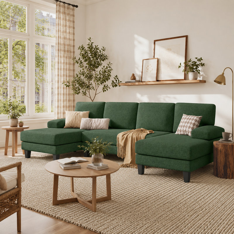 Canapé modulaire double 110 po avec accoudoirs amovibles, Mousse verte