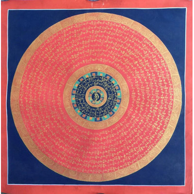 Mantra Mandala Thangka (Thangka sans brocart) | Acrylique sur toile