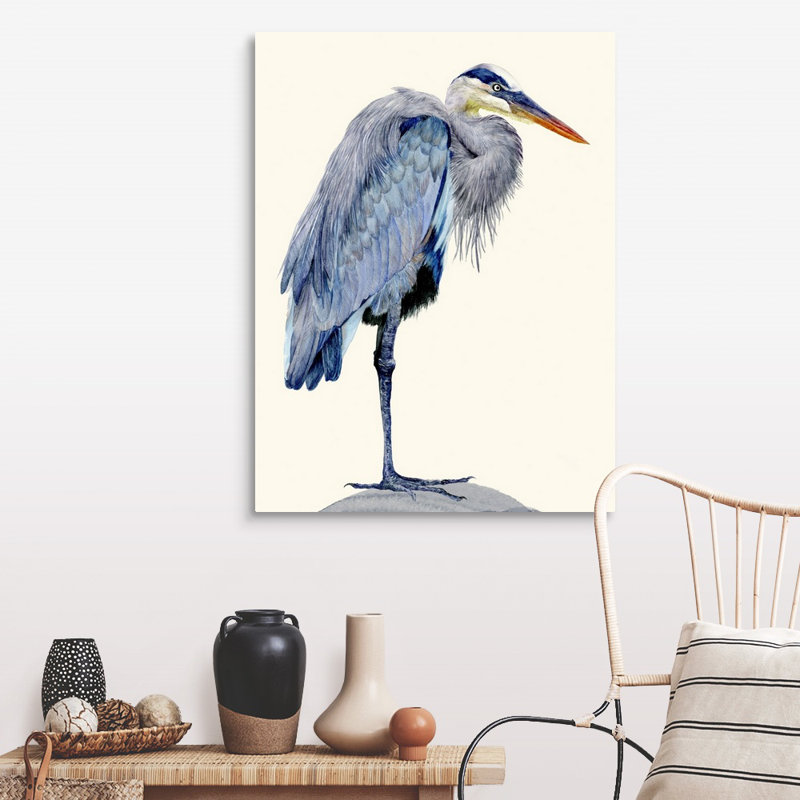 Heron Study II, art mural sur toile, Toile tendue, H 40 po x l 30 po x P 1 po