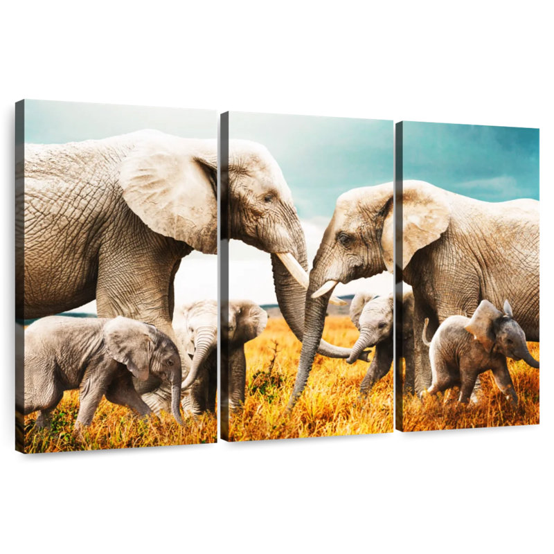 Safari Elephant Family, 42" H x 65" W