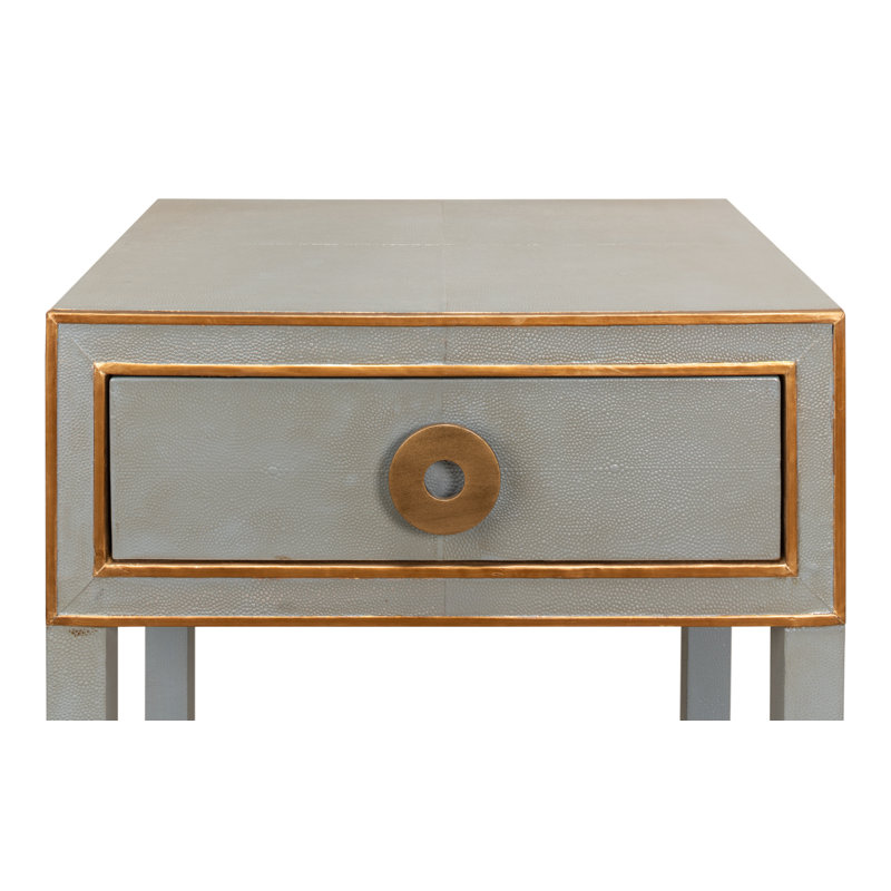 Shagreen 1 - Drawer Solid Wood Nightstand, Storm Gray