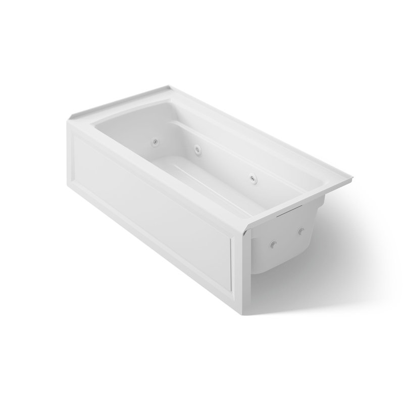 Archer 66" L x 32" W Alcove Whirlpool Heater, White, Right