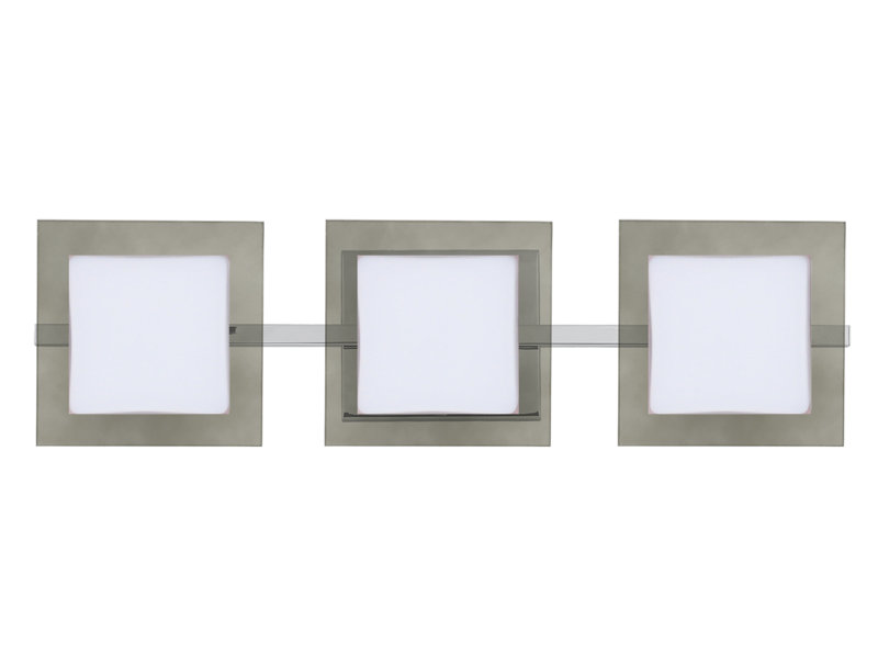 Barre d’éclairage de salle de bain 3 lumières Catella, Nickel satiné, Halogène 50 W G9