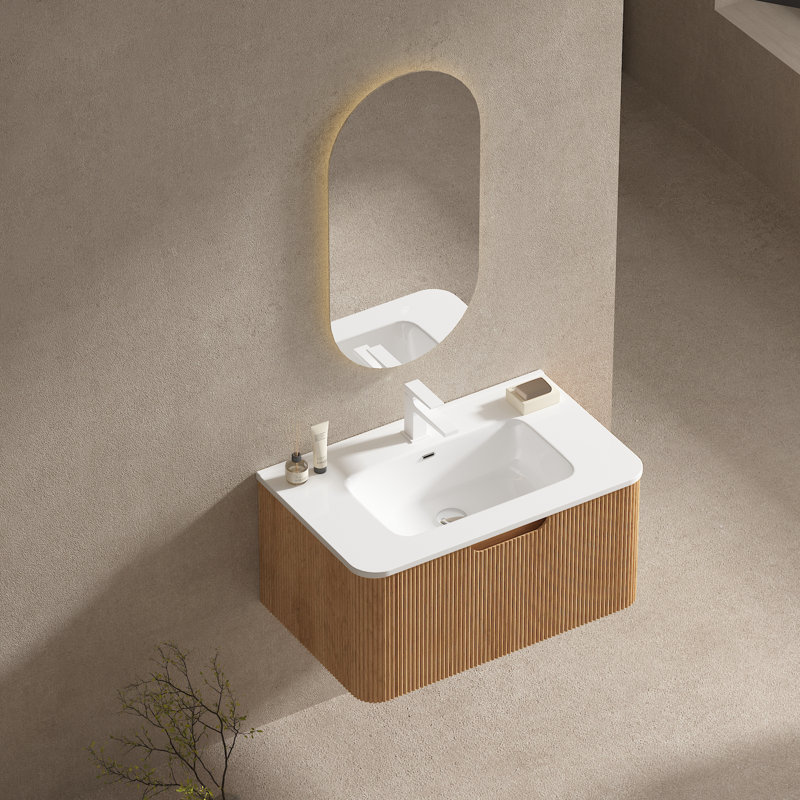 30" Floating Bathroom Vanity With Ceramic Sink Top Modern Wall Mounted Cabinet, 30"