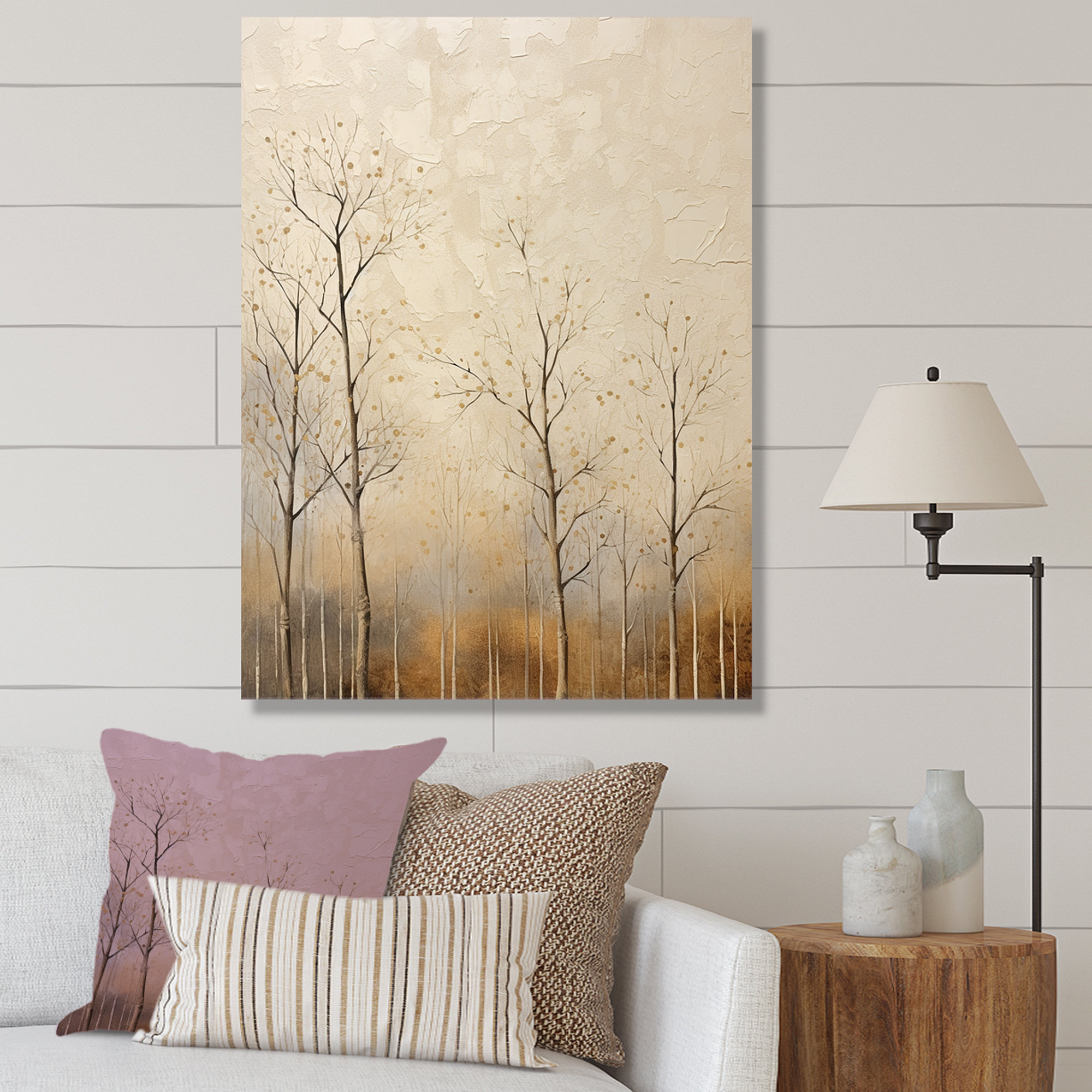 Millwood Pines Harmonous Beige Tree Art III - Tree Canvas Canvas Prints ...
