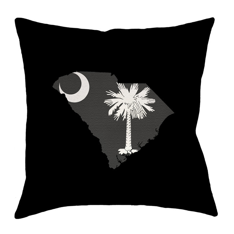 Coussin décoratif à drapeau south caroline, 18 po x 18 po, Noir