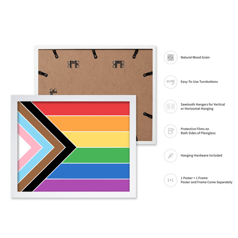 Drapeau Rainbow Pride, Affiche, Encadrement blanc, H 08 po x l 10 po