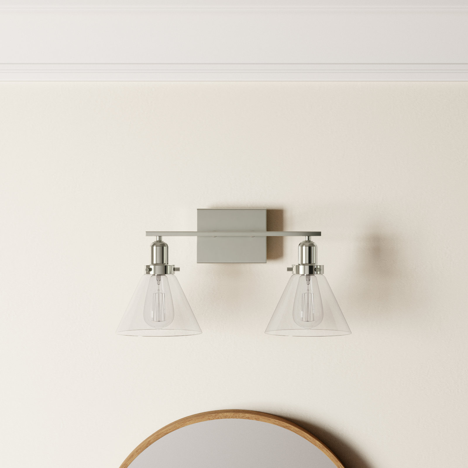Catalina 2-Light Dimmable Vanity Light, Polished Nickel