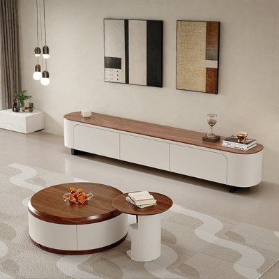 Meuble télé de style crème et table basse
