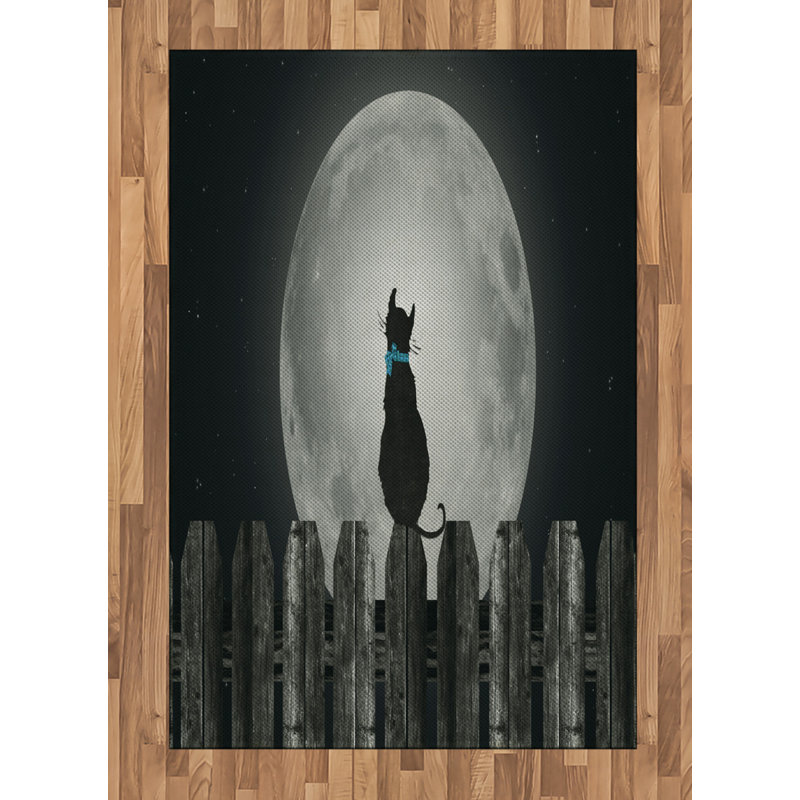 Tapis décoratif à longues fibres en polyester à haute densité Moon, Rectangle— 4 pi x 5 pi 8 po