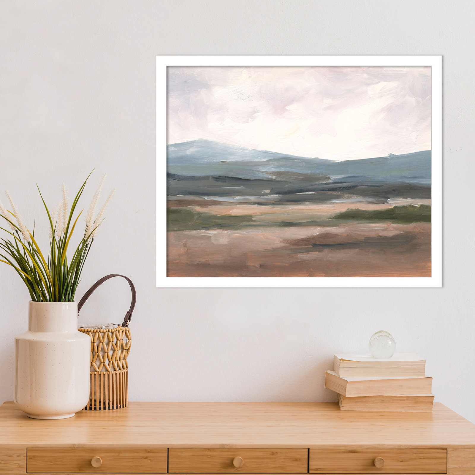 Ethan Harper "Serene Mountain Study I" Print, White, 17" H x 21" W
