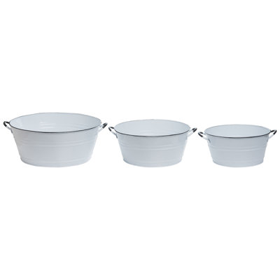 VIP Wood 13.25 in. White Round Enamel Tubs Set of 3