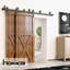 Ensemble de quincaillerie à deux portes à double rail noir avec motif de flèche noire rustique (porte non incluse)-576669655