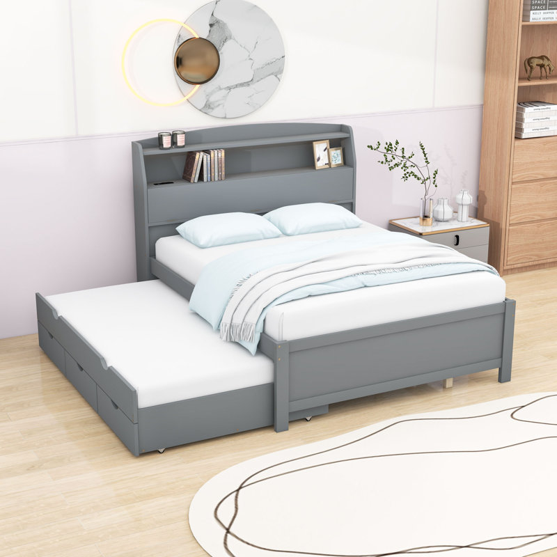 Lit avec rangement Izquierdo, Gris, Double