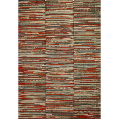 Antique Rustic Abstract Modernist Stripes Flatweave American Rag Rug