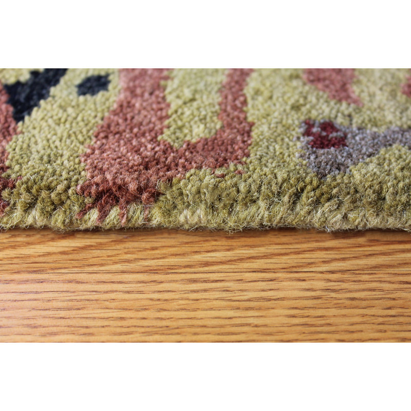 Tapis décoratif bleu/jaune Touffeté à la main à motif abstrait Clarkesville, Carré 1 pi 6 po
