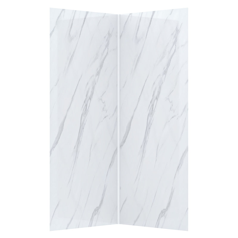 36'' W x 79'' H Chrome Neo-Angle Shower Kit with Marble Finish