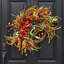 Couronne de porte d'entrée artificielle demi-anneau de 66 cm (26 po) avec pivoines et grenades d'automne et herbes d'automne mélangées - Décoration murale pour la récolte de l'Action de grâce