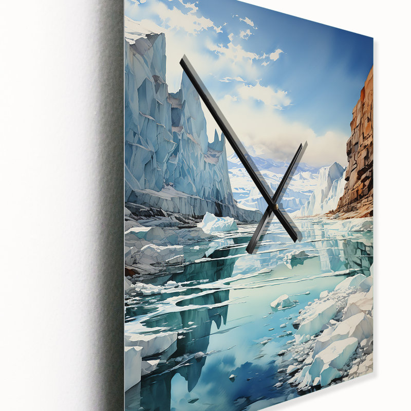 Horloge murale moderne paysage glacier blanc, Très grand
