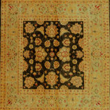 Wool Floral Area Rug in Black/Light Green/Yellow/Red