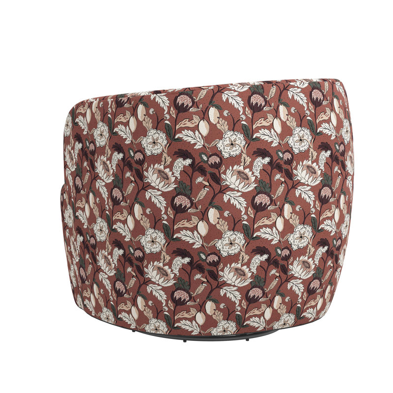 Maya Swivel Chair In Boucle, Dottie Floral Weathered Rose