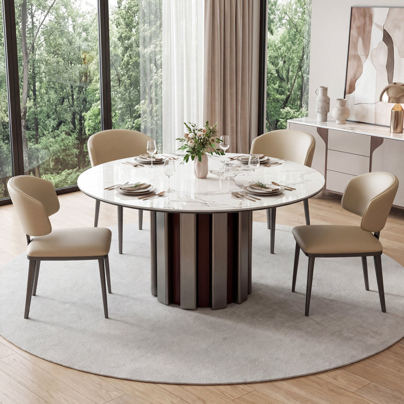 Table de salle à manger en pierre, 29.53" H x 53.15" L x 53.15" W, White