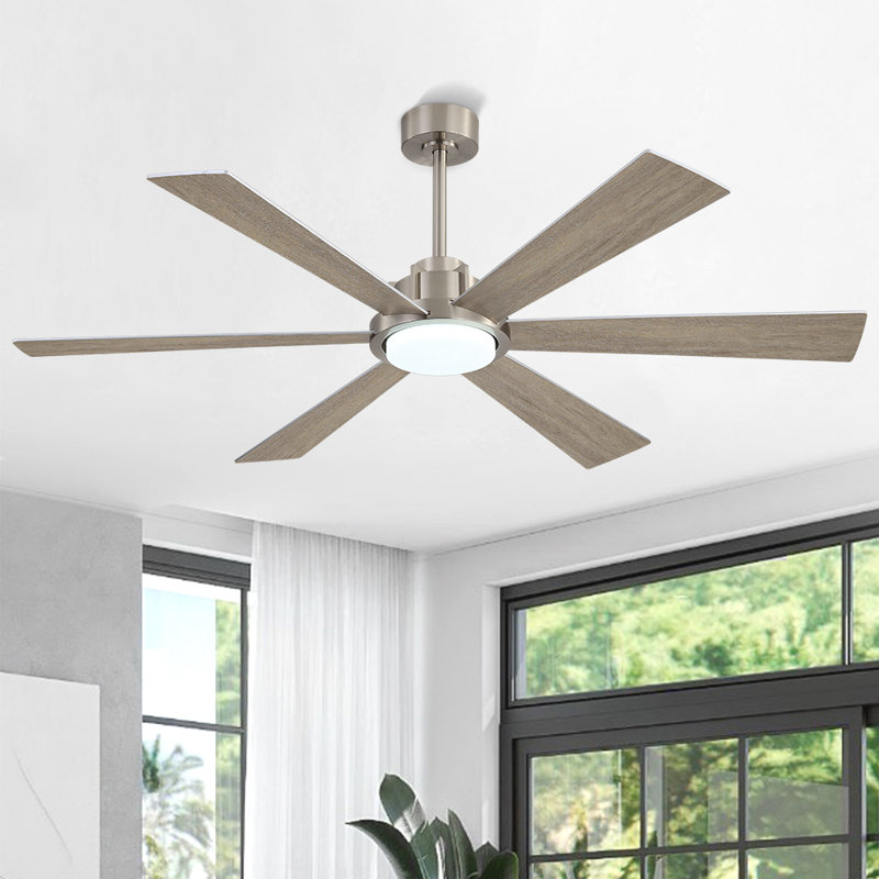 Lames de couleur 60 "à 6 vitesses avec ventilateur de plafond à DEL 60" à double face en argent et bois flottant 60 "