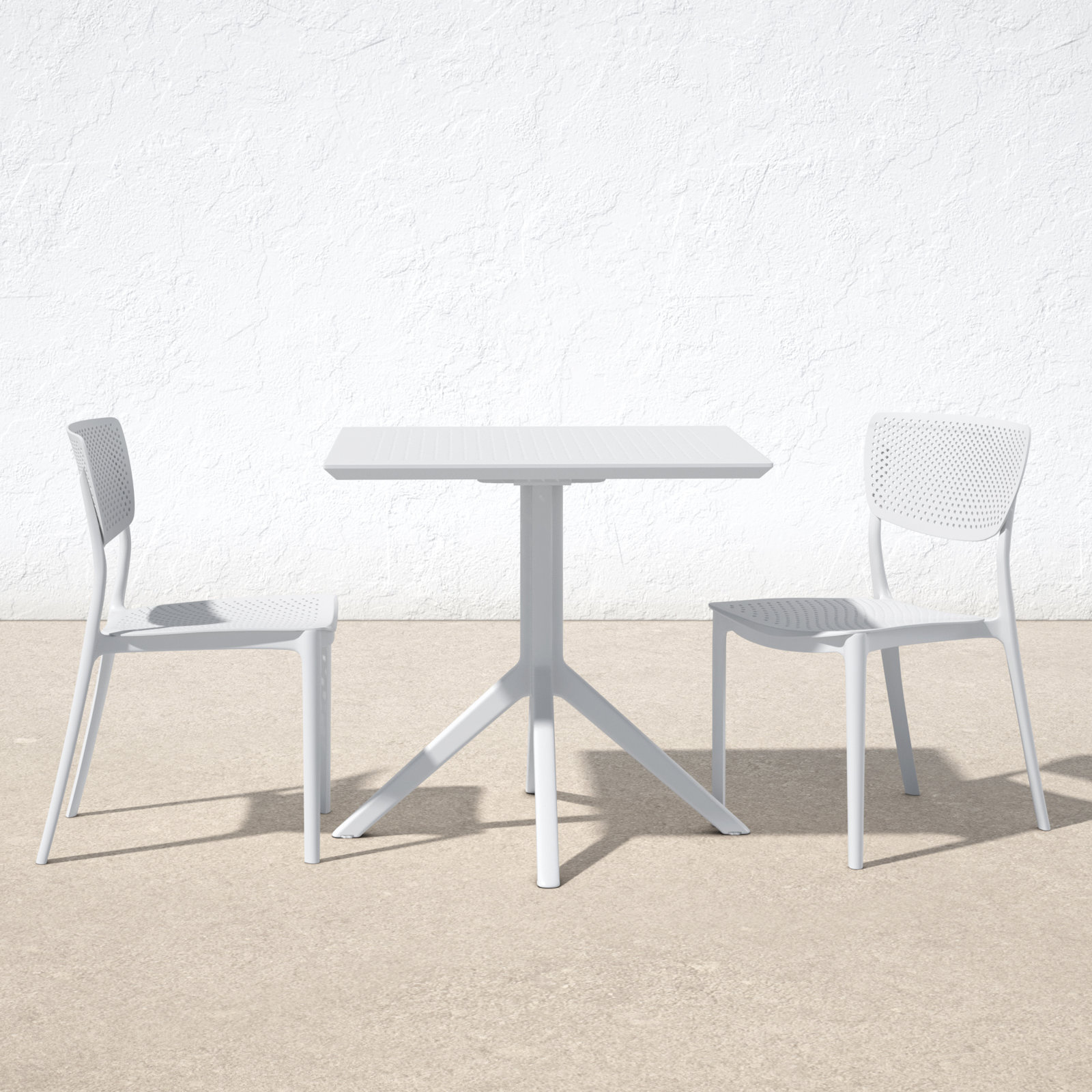 Farrah Patio Bistro Set, 31.5" D x 31.5" W x 29.5" H, White