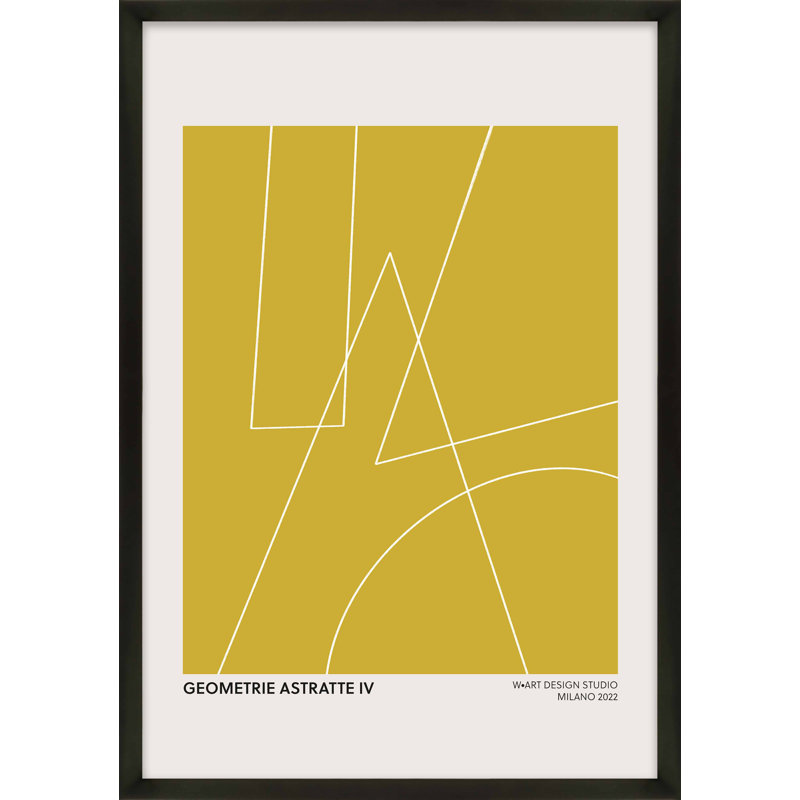 Geometric Abstraction In Yellow by Romina Gadler, Black, 38" H x 26.5" W x 1.25" D