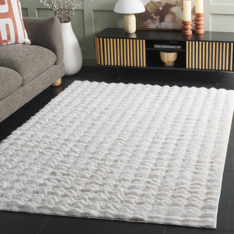 Faux Rabbit Bubble 100 Performance Machine Washable No Pattern Rug, Rectangle 5' x 7'