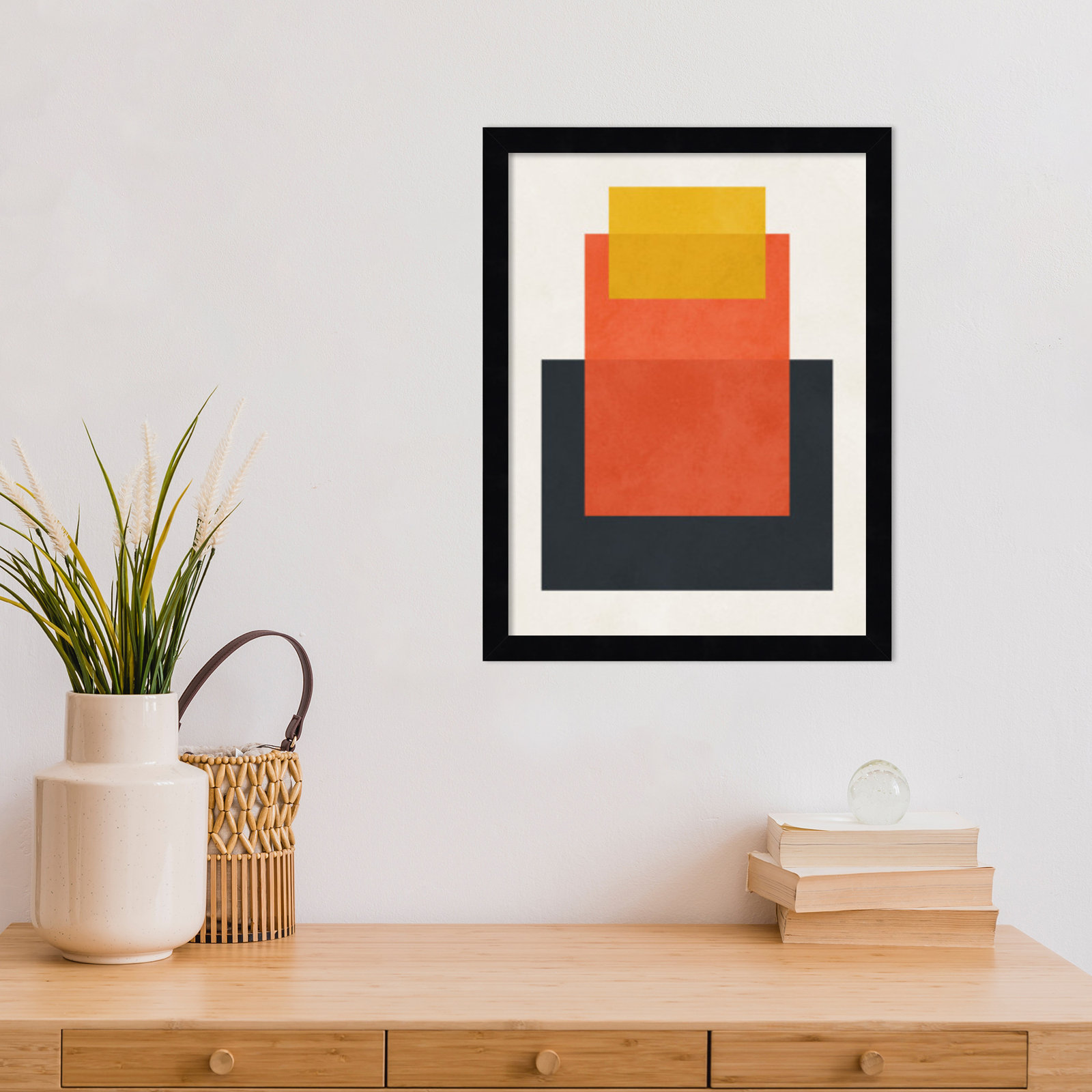 Overlapping Geometry 10 Print, Brown/Orange, Black, 17" H x 13" W