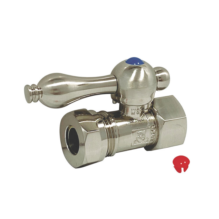 Kingston Brass Vintage 1/2-Inch FIP x 1/2 or 7/16-Inch Slip Joint Quarter-Turn Straight Stop Valve
