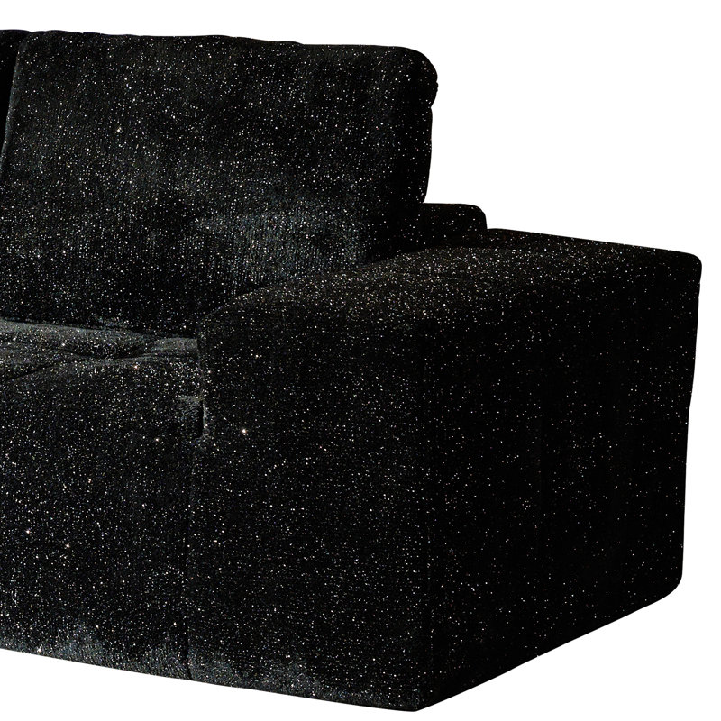 Canapé modulaire en tissu lurex argenté 2 pièces Boneless, Orienté à gauche (vu de face), Polyester noir