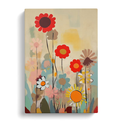 Mid Century Modern Flowers Vol.1 - Wrapped Canvas