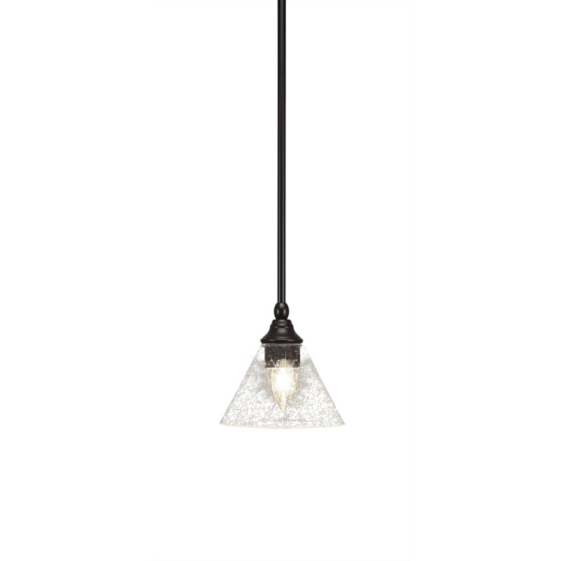 Stem Hung Mini Pendant Shown With Clear Bubble Glass, Espresso, 9" H x 16" W x 16" D