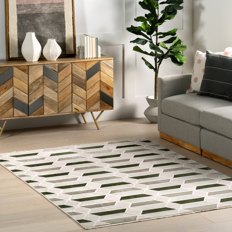 Tapis géométrique moderne Fressia, Rectangle 5 pi 3 po x 7 pi 6 po