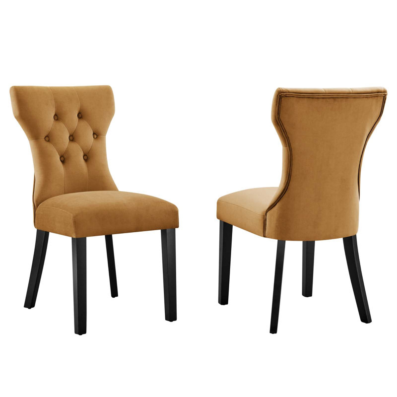 Modway Silhouette Performance Velvet Dining Chairs, Cognac