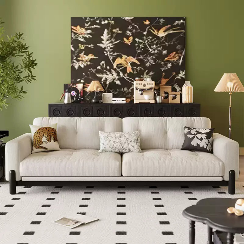 Retro Solid Wood Straight-layout Sofa