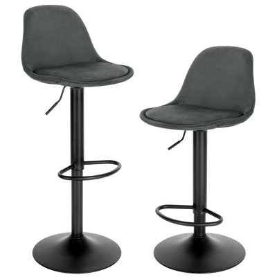 Aljosha Swivel Upholstered Velvet Adjustable Height Bar Stool with Steel Frame