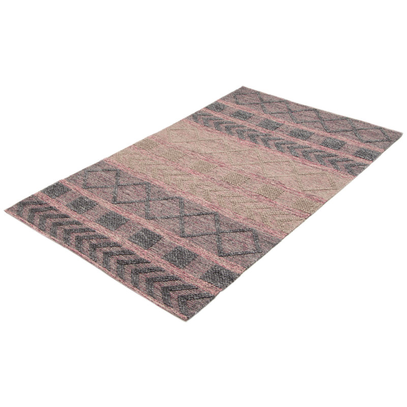 Tapis rose nouvel âge en laine 5 pi x 8 pi 4 po Chavonne