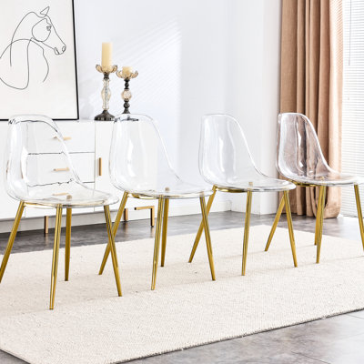 Tabouret ergonomique transparent pour 4 personnes - Pattes dorées hautes