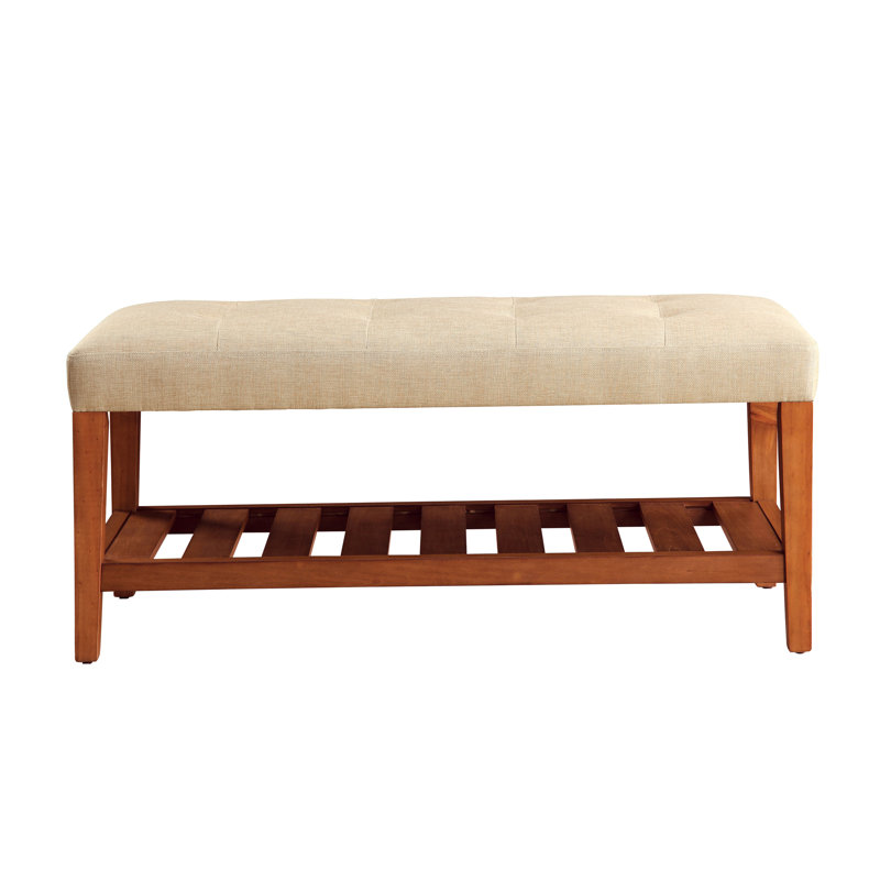 Banc en tissu et finition chêne Charla
