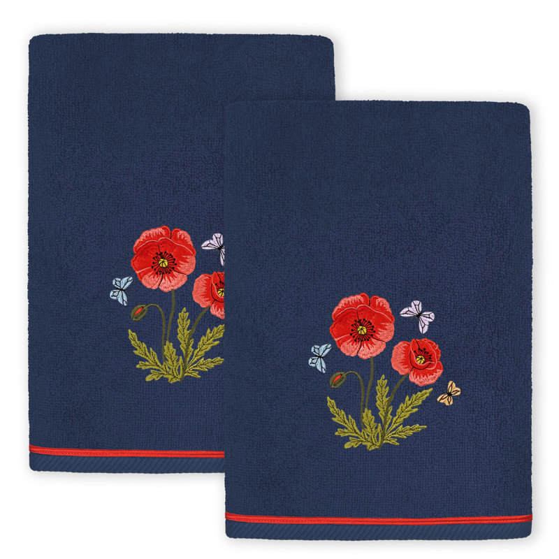 Ensemble de 2 serviettes de bain en coton turc, Marin