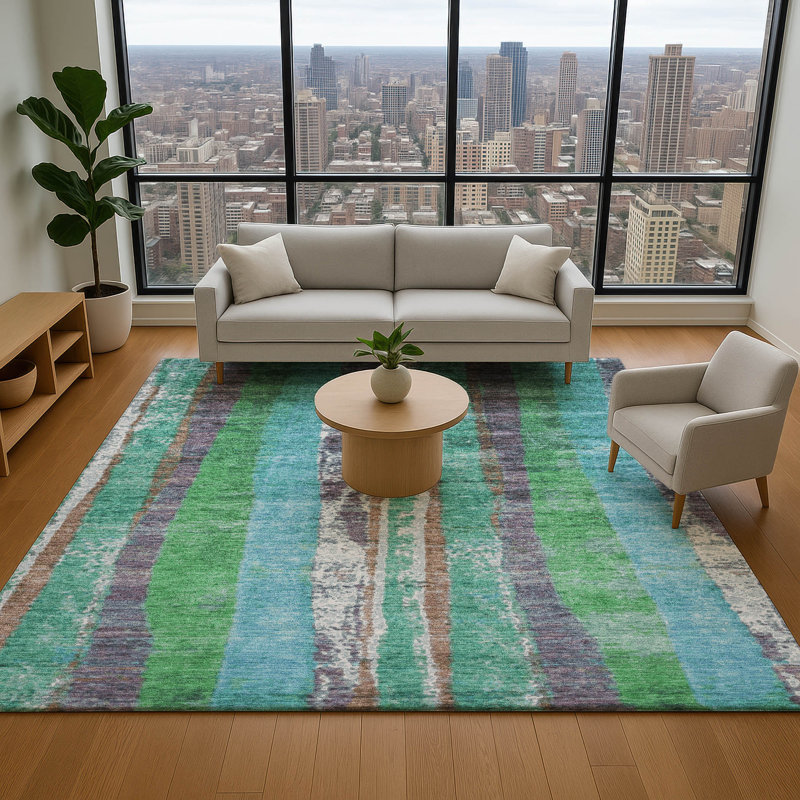 Premium Machine Washable Emest AMF1910 Stripes Rug, Rectangle 2'6" x 3'10"
