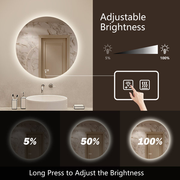 Martrez Frameless LED Lighted Bathroom / Vanity Mirror with Brightness Adjustable, Memory Function, Anti-Fog Orren Ellis Size: 60 x 40