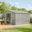 Jermone 13 x 11ft Metal Garden Shed Waterproof Galvanised Light Grey